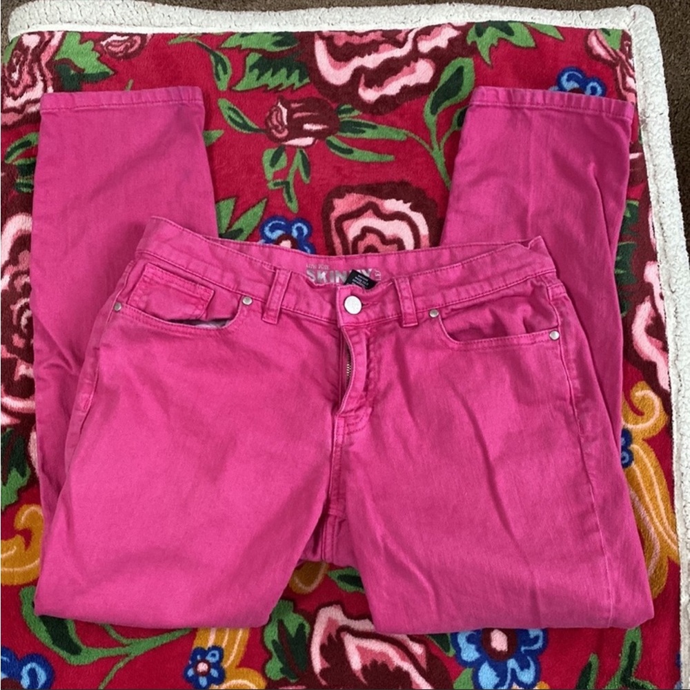 Y2K Low Rise Skinny Leg Hot Pink Denim Jeans Cotton
